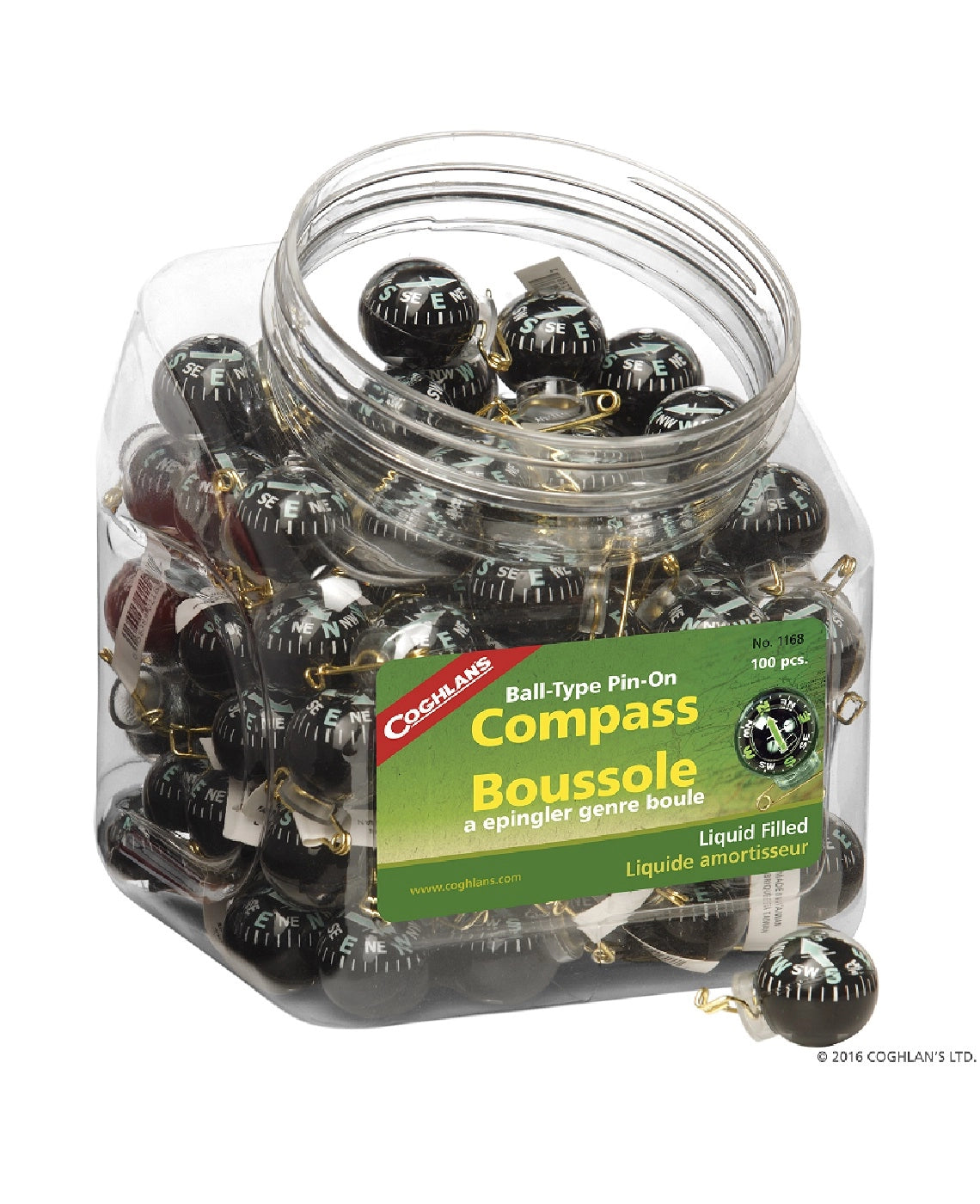 BOWL OF PIN-ON COMPASSES