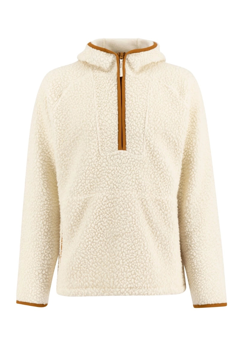 RE ORBIT HOODED HALF ZIP WOOL PILE